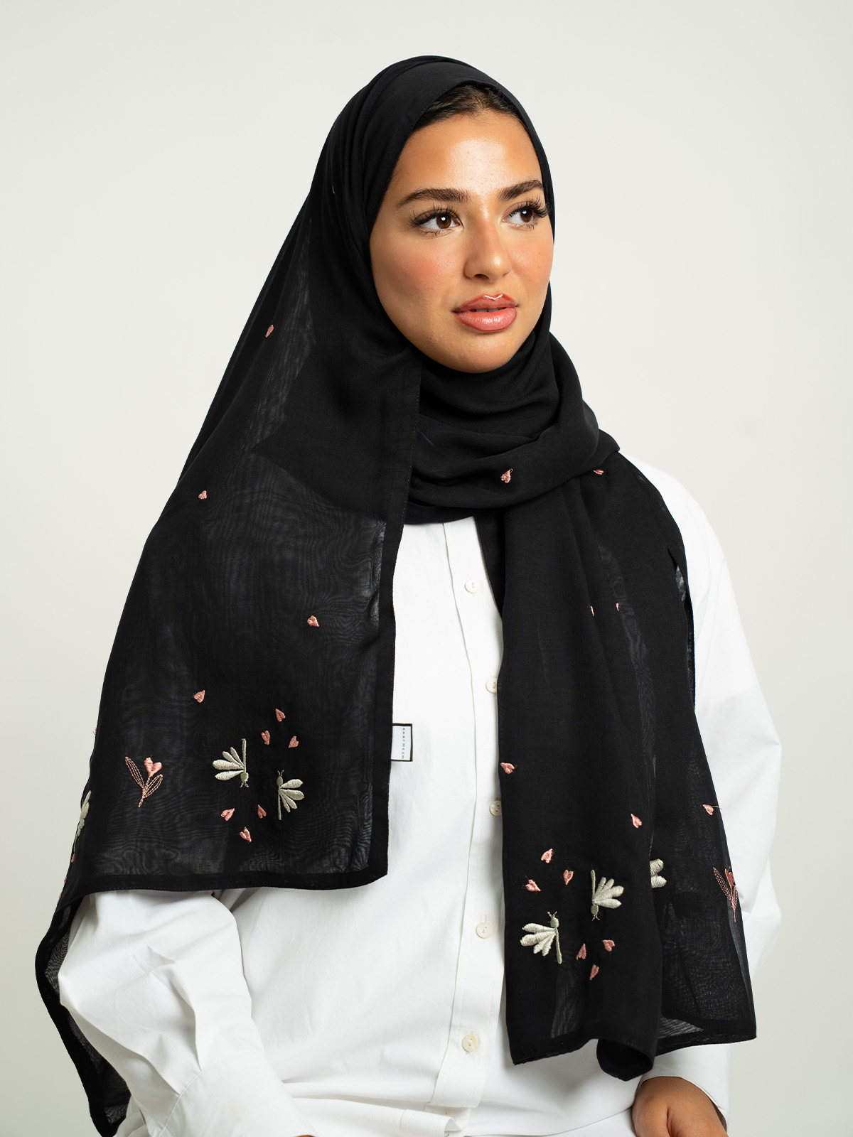 Black Butterfly Dance Double Voile Tarha