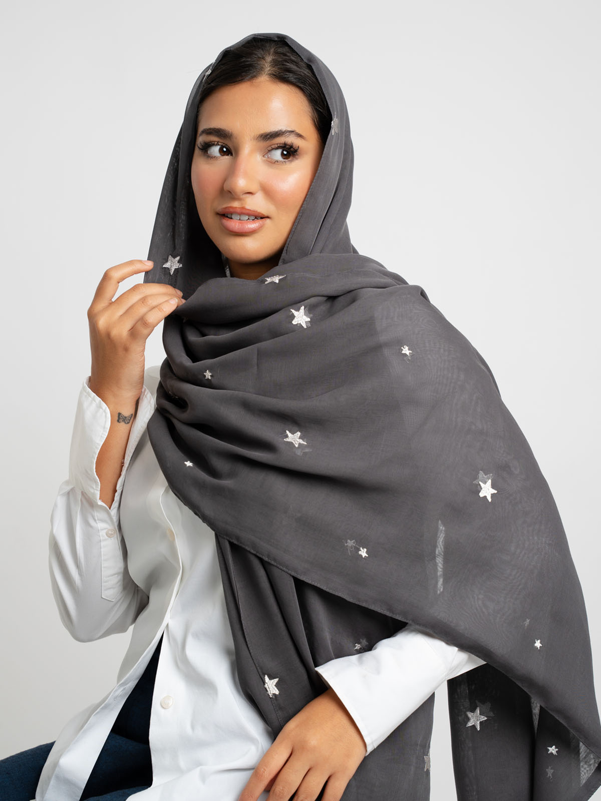 Gray Stars Double Voile Tarha