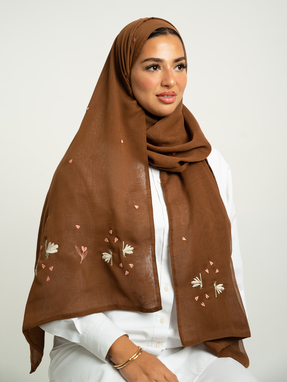 Brown Butterfly Dance Double Voile Tarha