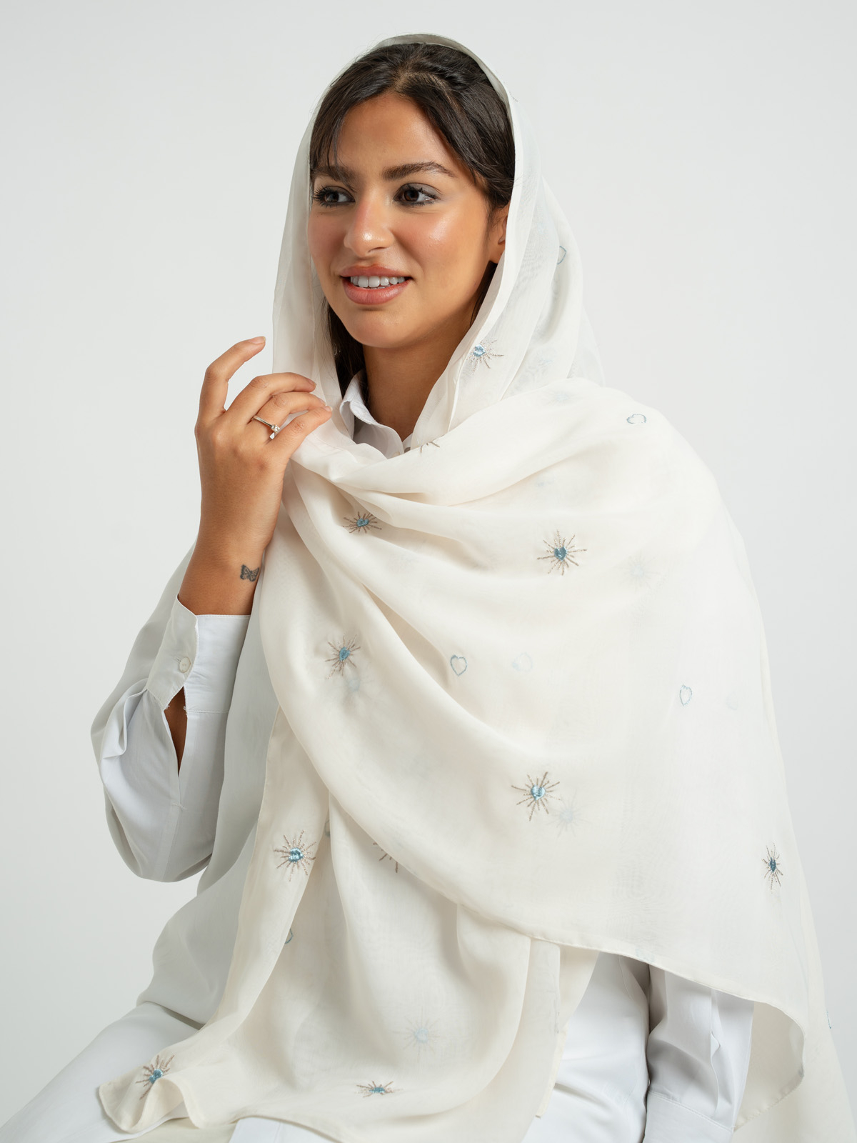 Off-White Shining Hearts Double Voile Tarha