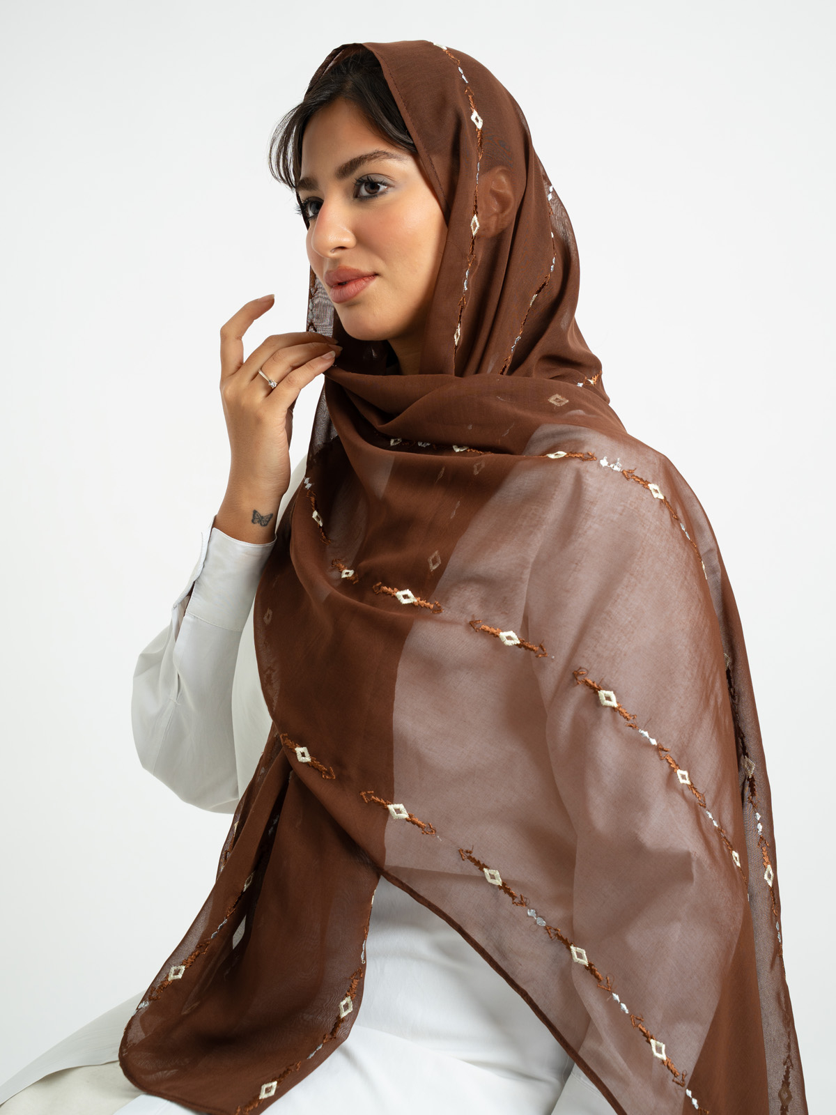 Carmel Boho Lines One Layer Voile Tarha 