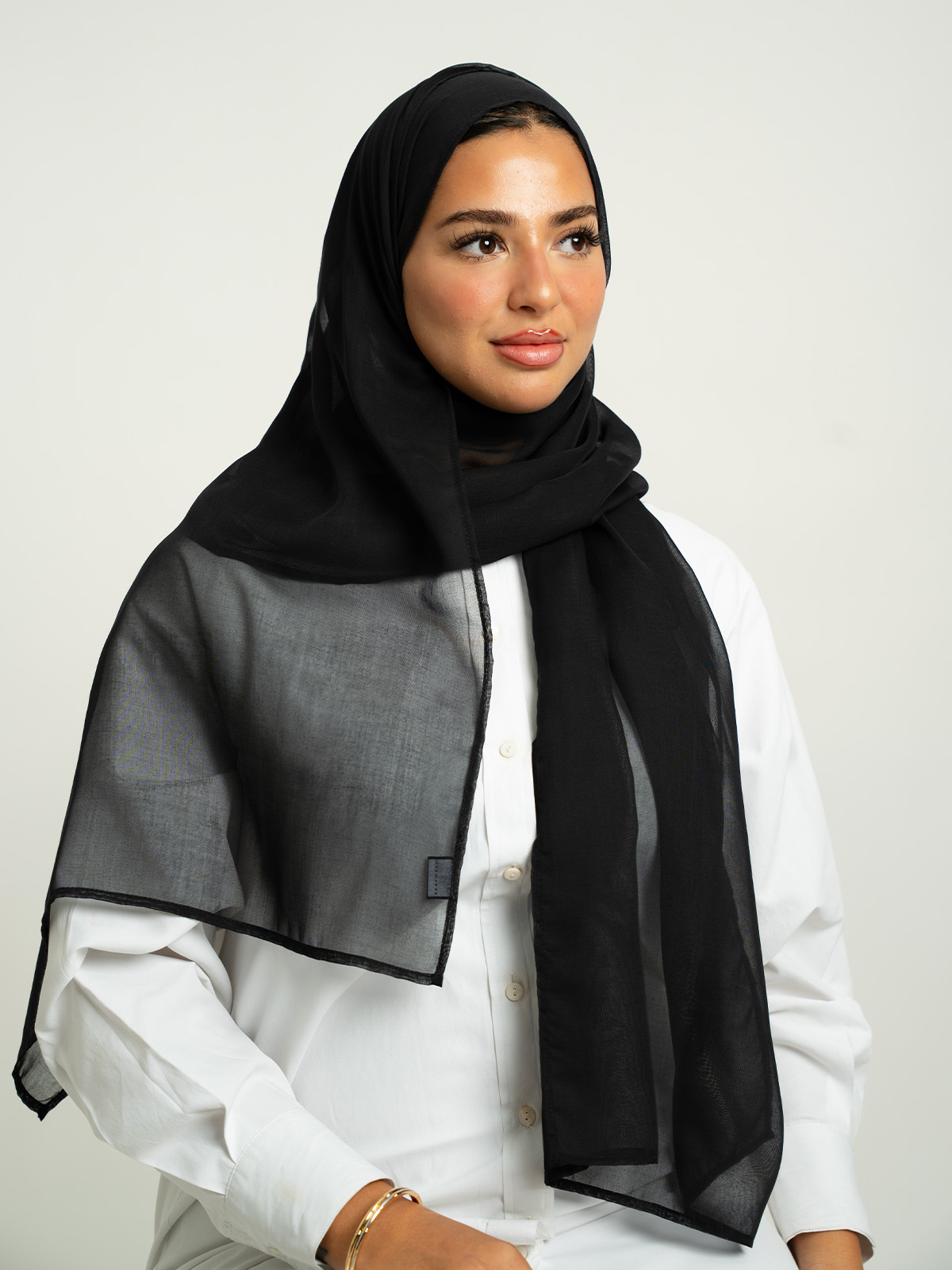 Black Plain Single Voile Tarha