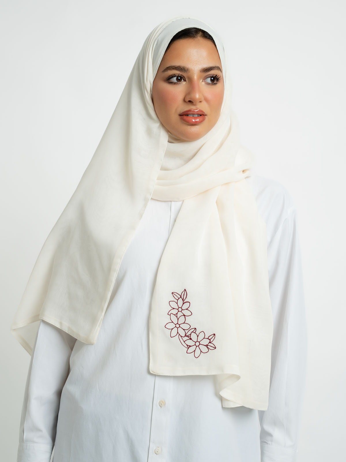 Off-White Flora Double Voile Tarha