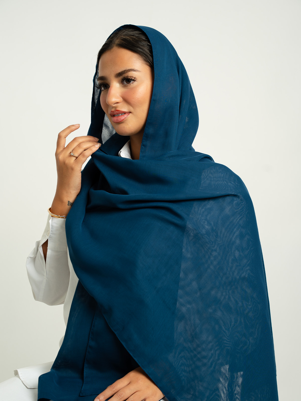 Navy Plain Double Voile Tarha