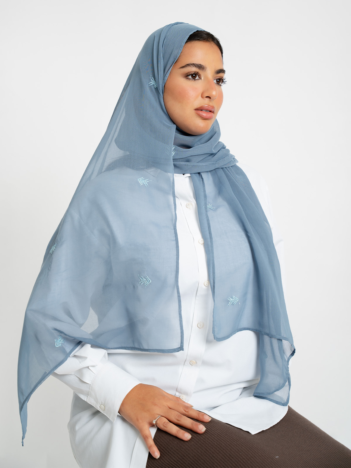 Blue Sadu Arrows Single Voile Tarha