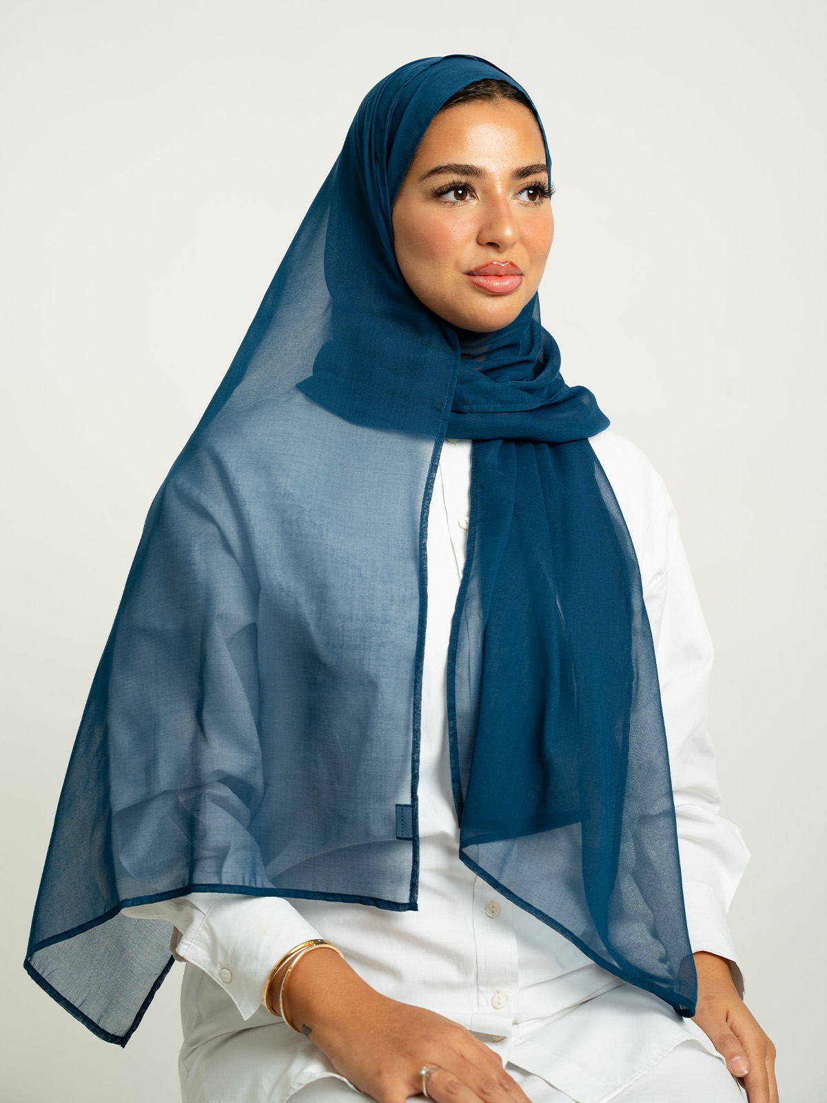 Navy Plain Single Voile Tarha