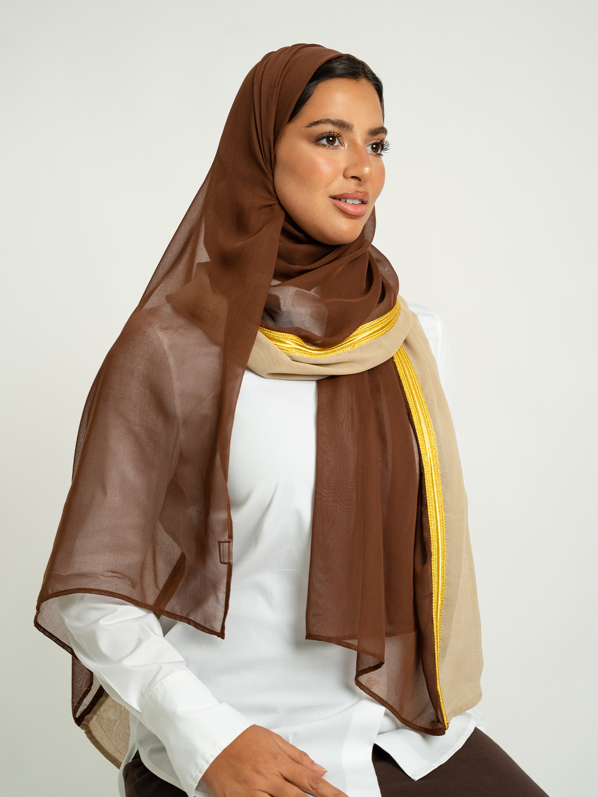 Brown Meshlah Voile Tarha