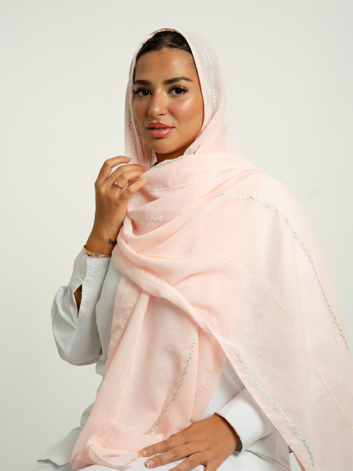 Rose Reflect Triangles Double Voile Tarha