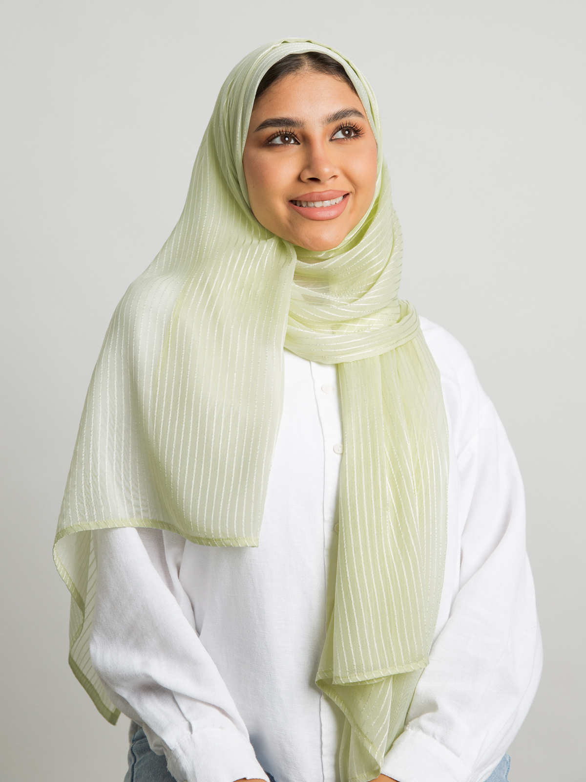 Lemonade plain striped soft chiffon laser tarha by kaafmeem hijab for daily wear available in multiple colors