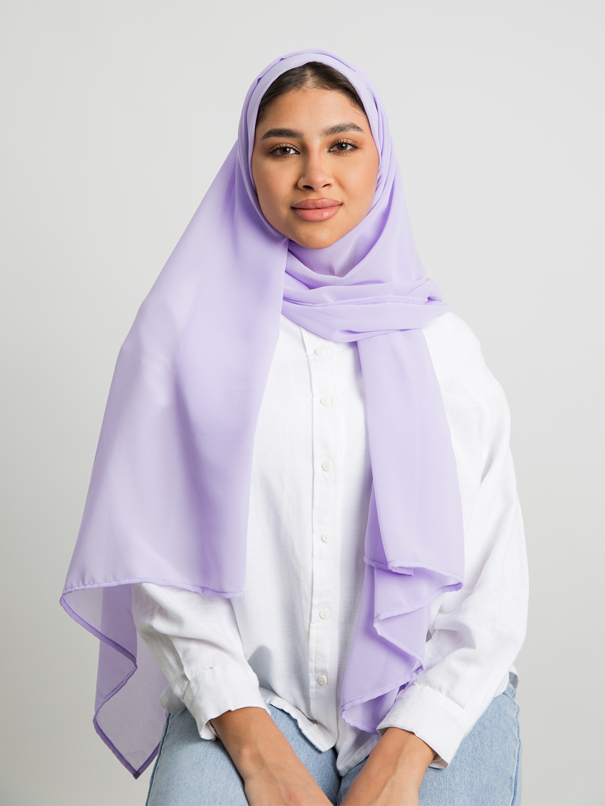 Lavender plain light chiffon tarha by kaafmeem hijab for daily wear available in multiple colors