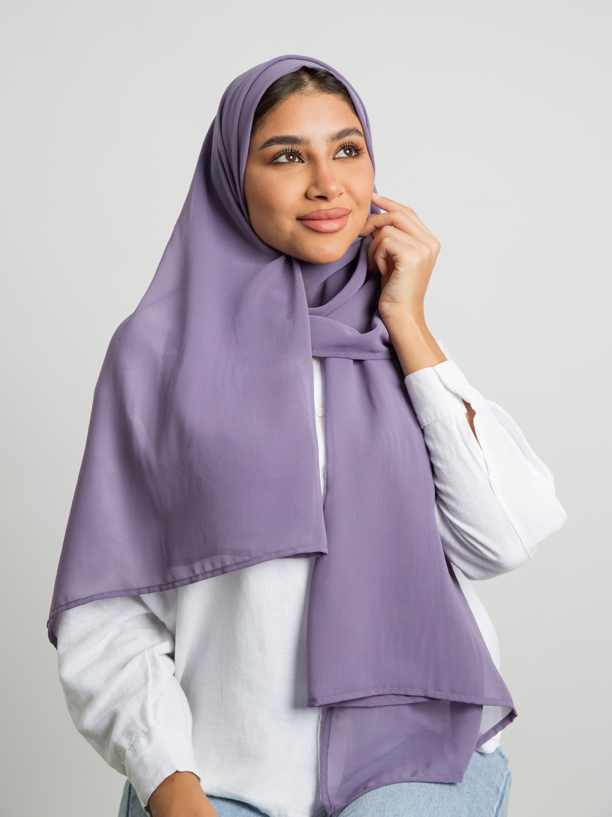 Purple plain light chiffon tarha by kaafmeem hijab for daily wear available in multiple colors