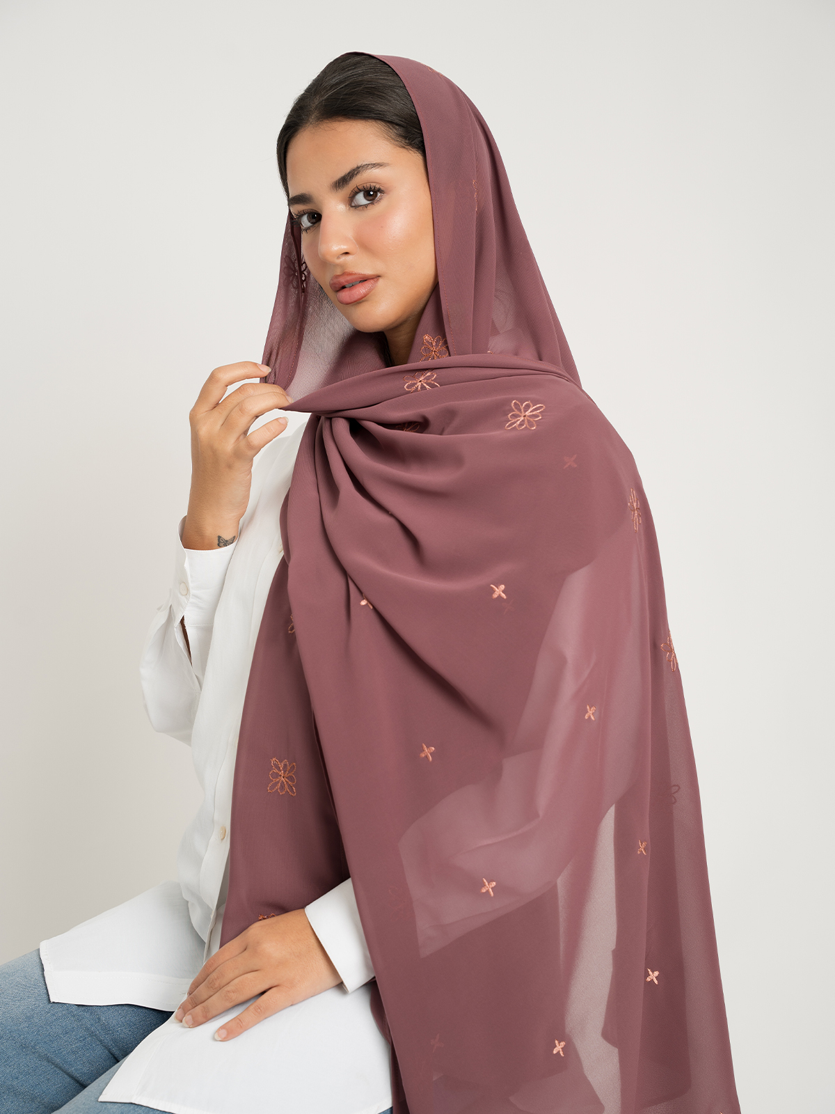 Dusty Rose Bow Flower Laser Tarha