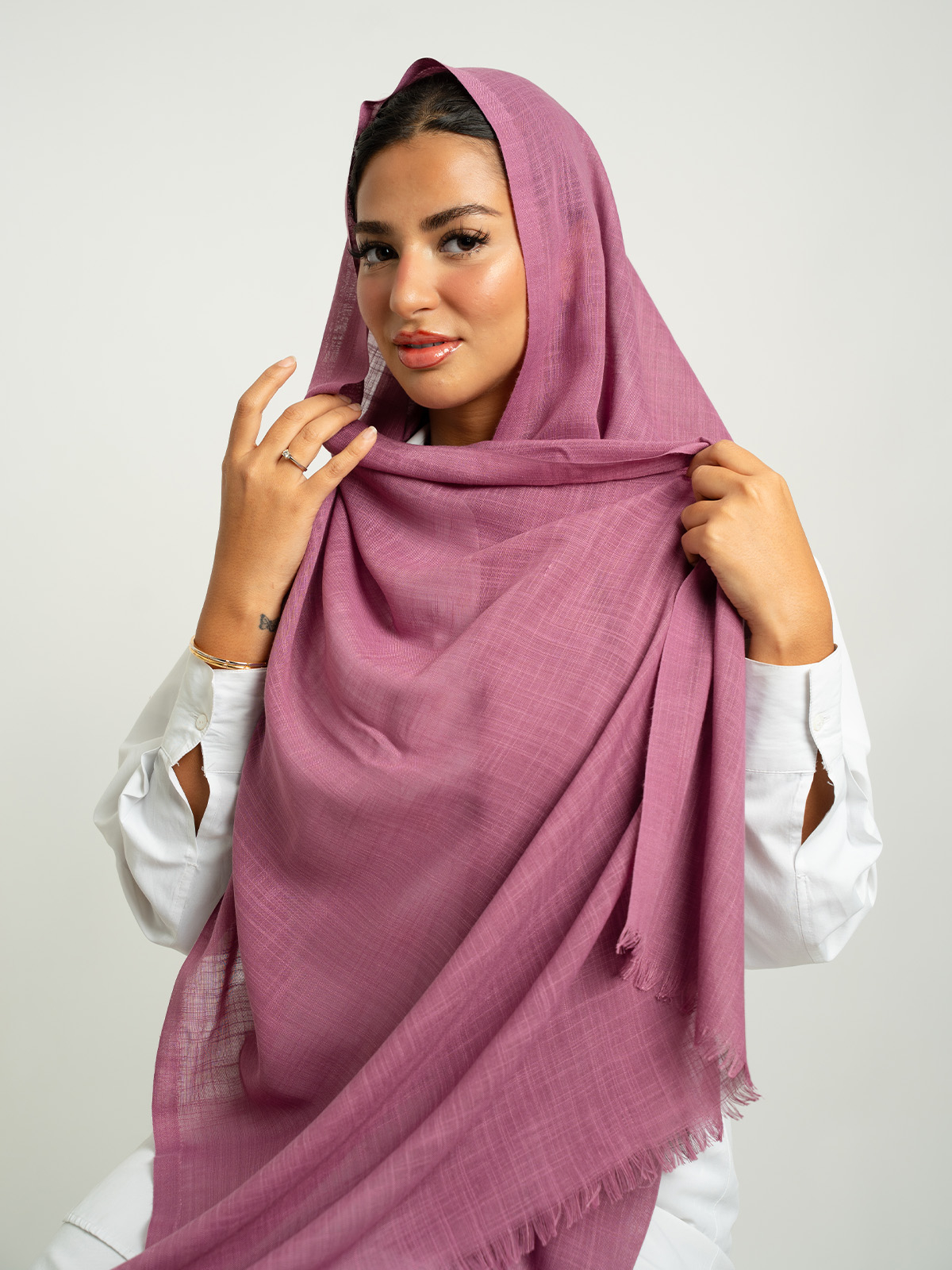 Light Mauve Cotton Flam Tarha
