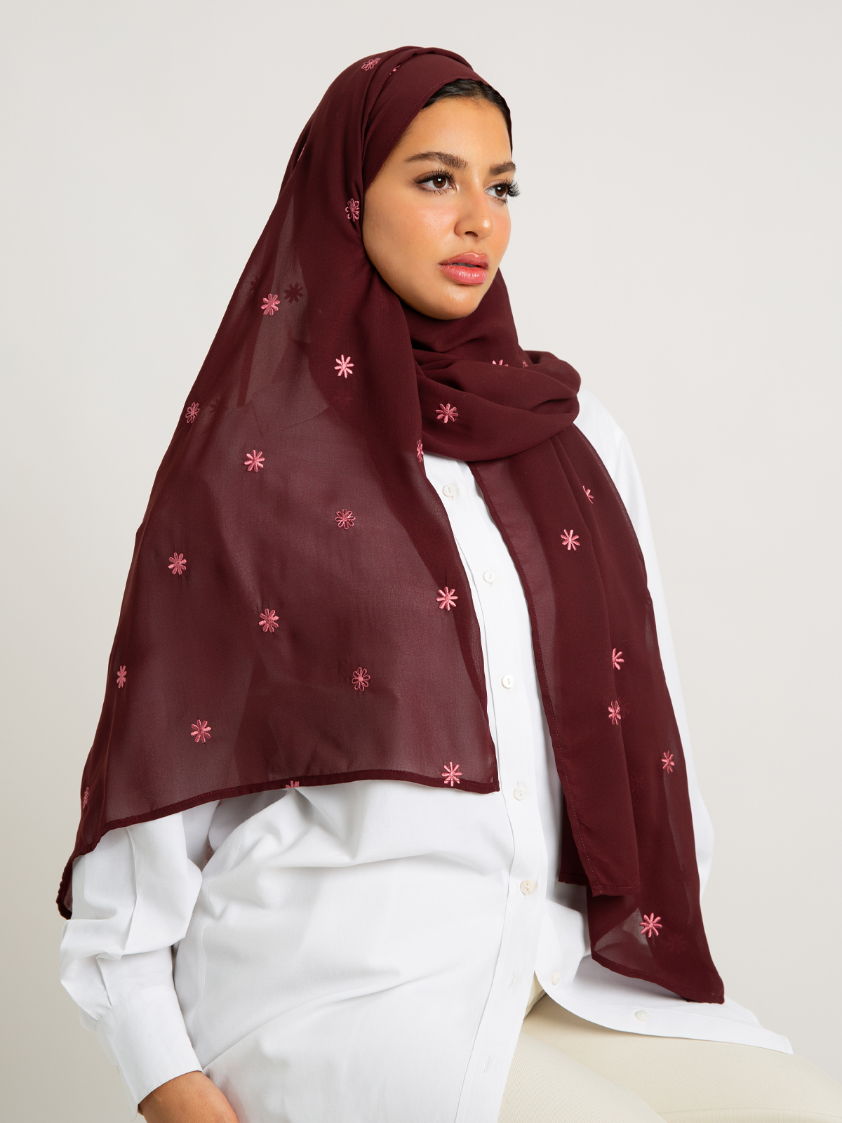 Maroon Petite Petals Laser Tarha