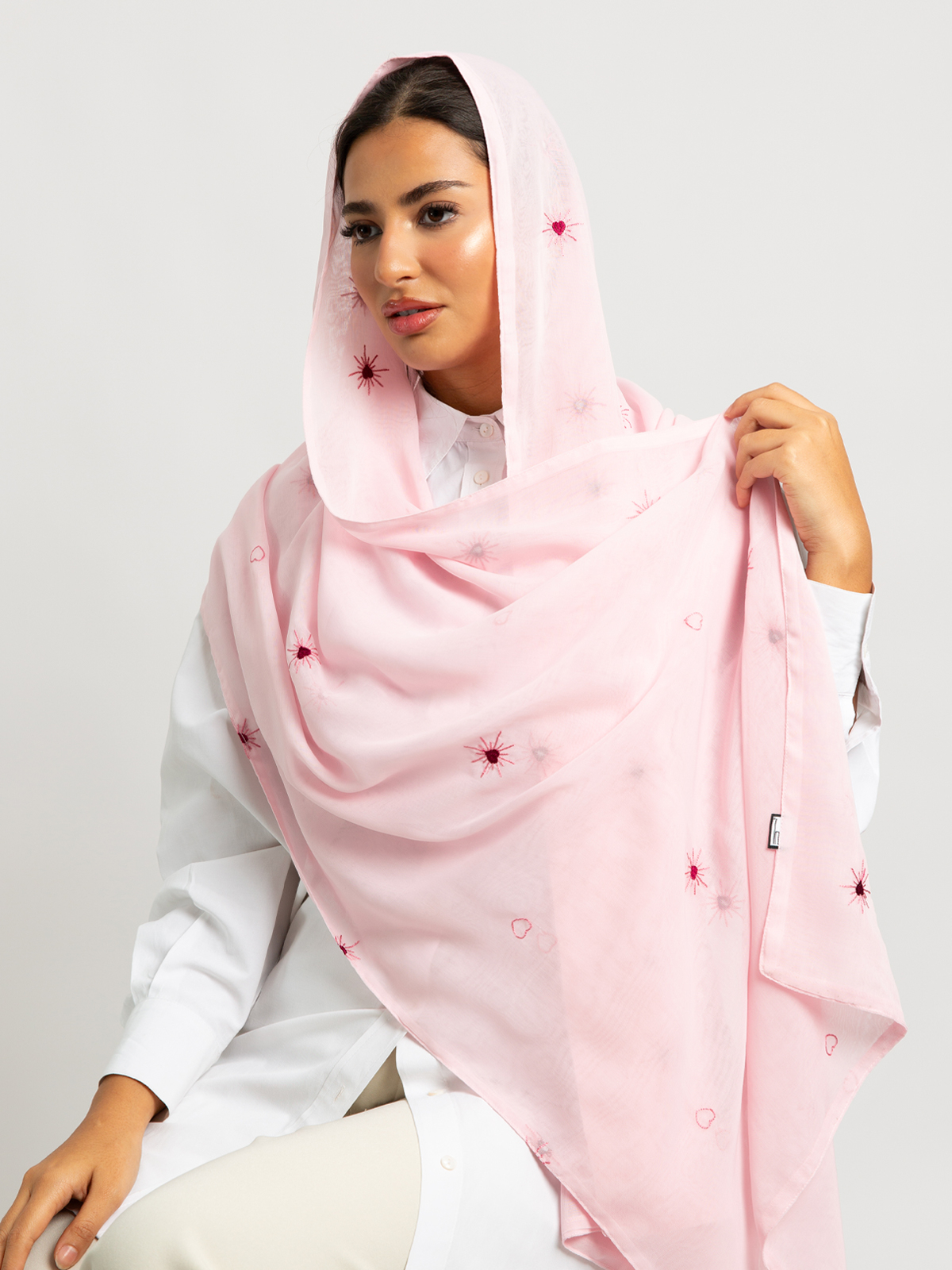 Pink Shining Hearts Voile Tarha