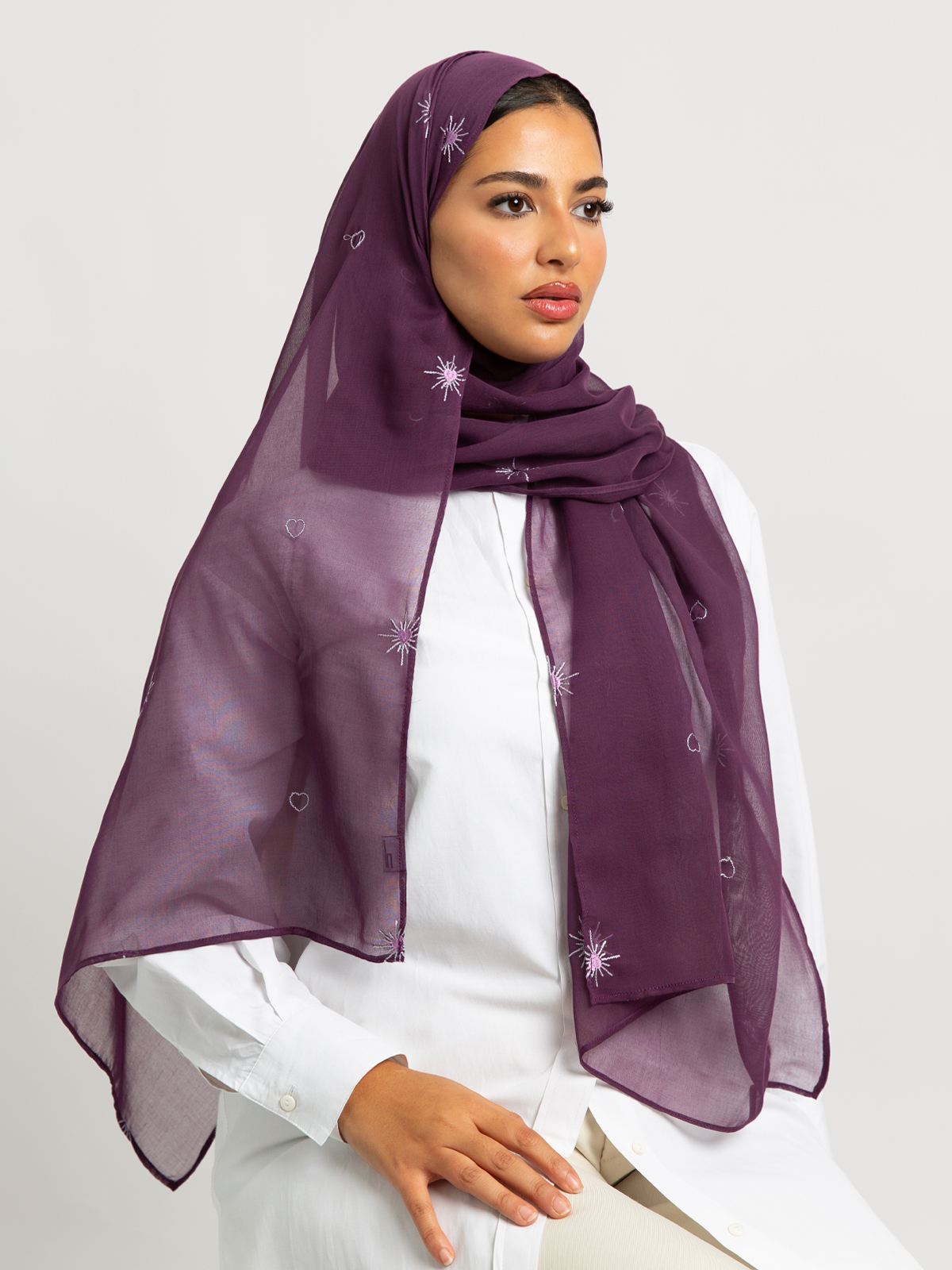 Mauve Shining Hearts Single Voile Tarha
