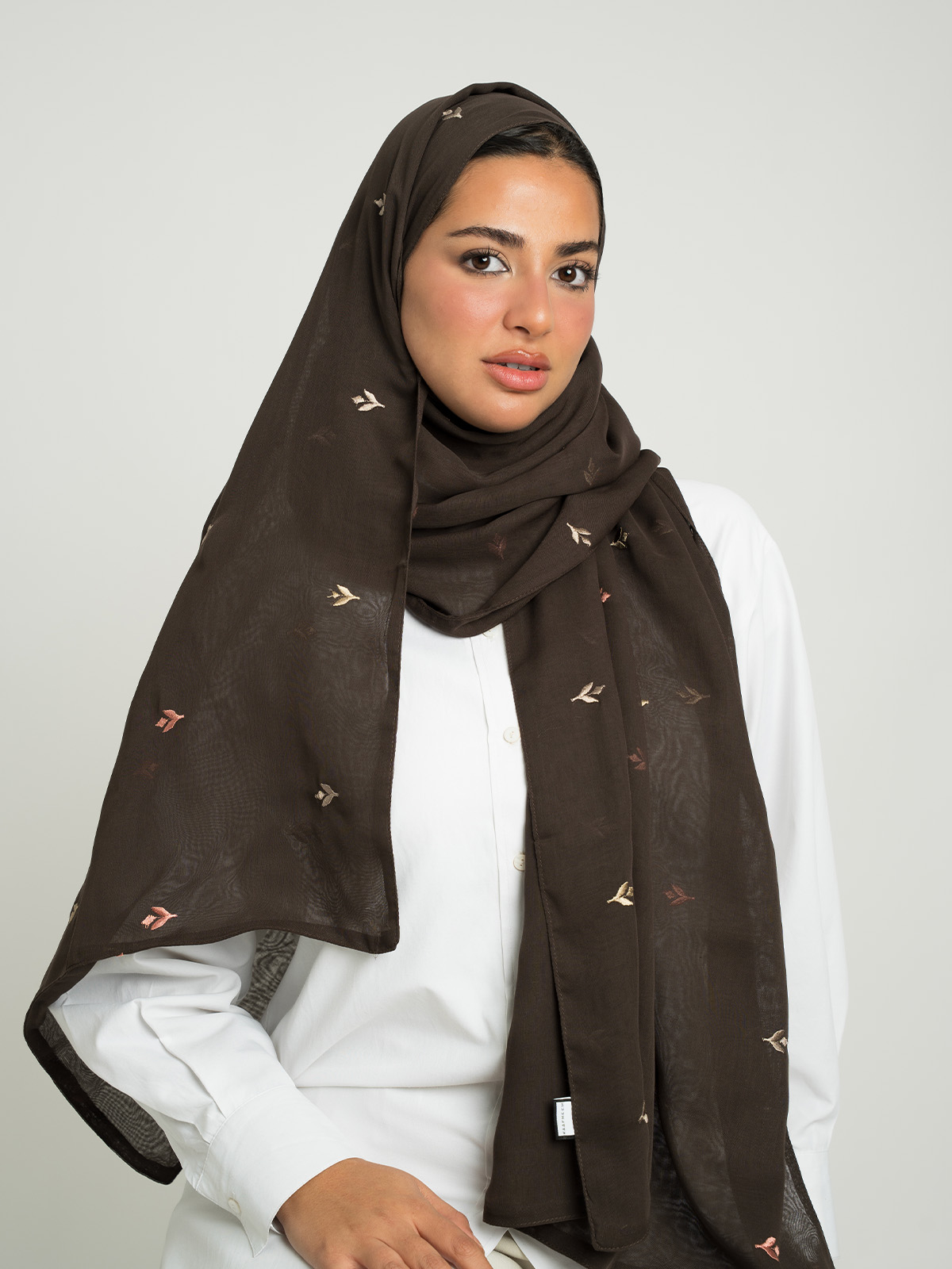 Brown Petal Trace Double Voile Tarha