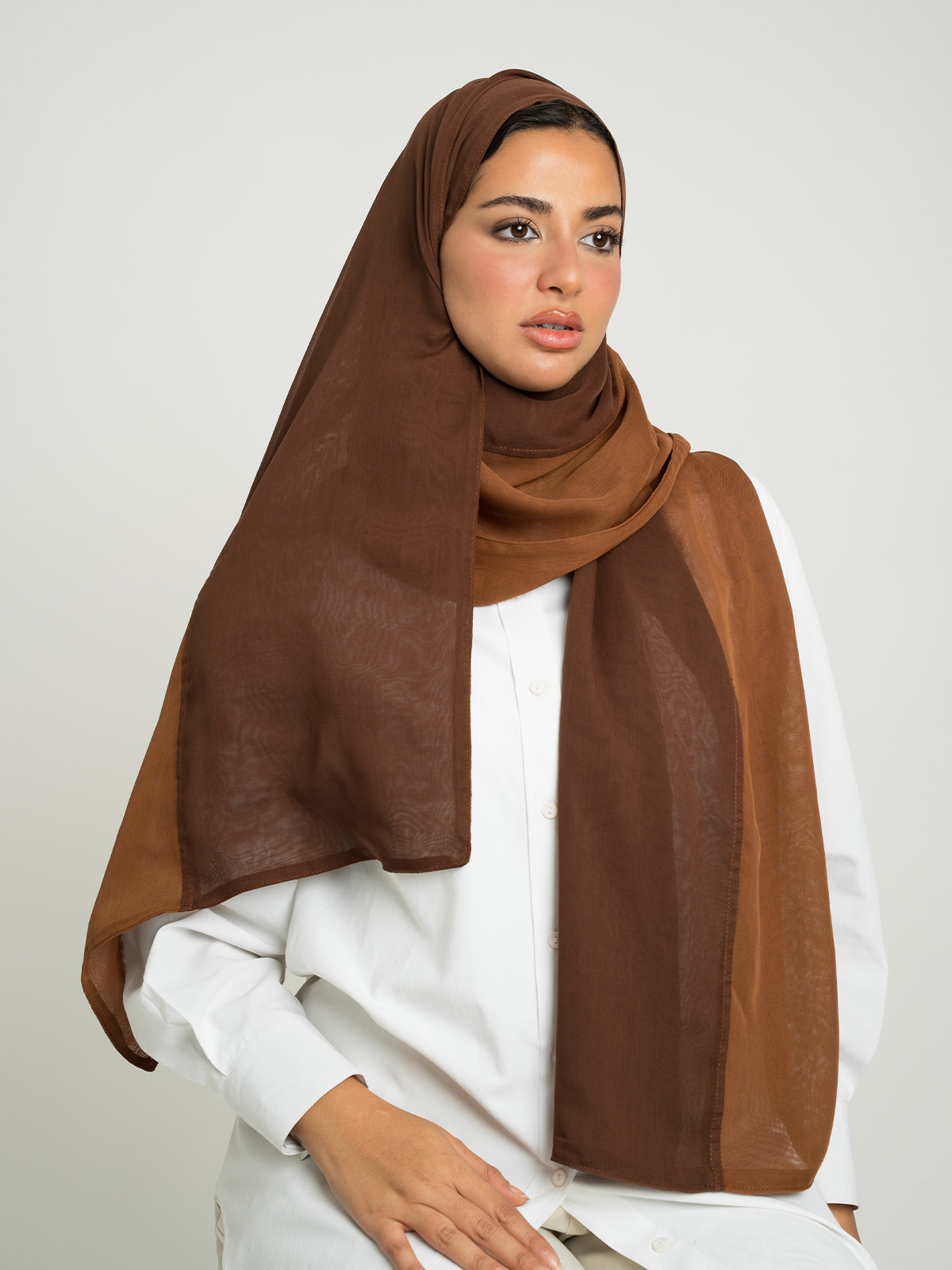 Caramel Shades Half-Half Voile Tarha