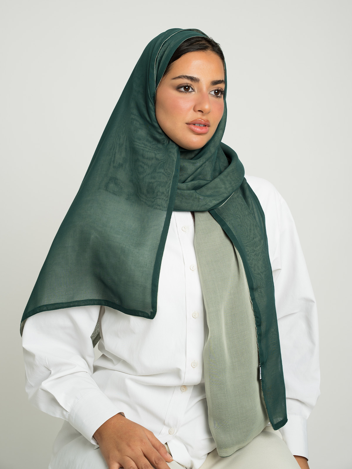 Green Shades Double Side Voile Tarha