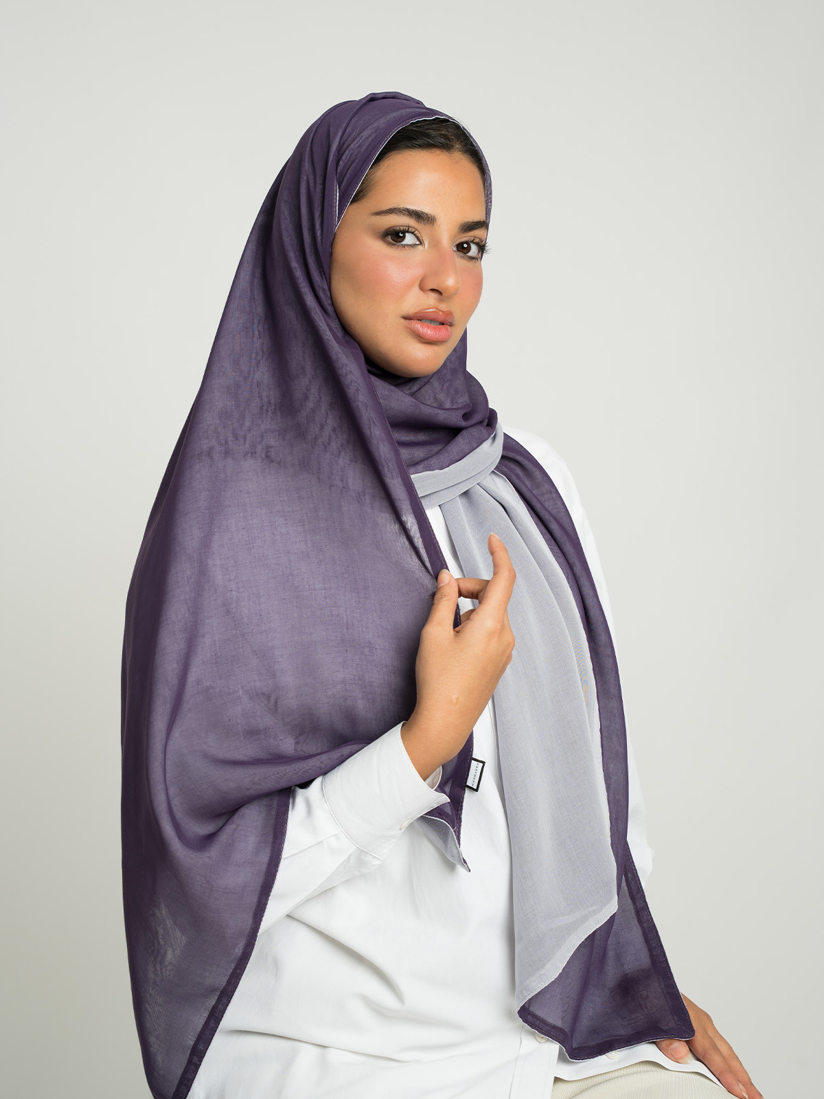 Purple Shades Double Side Voile Tarha