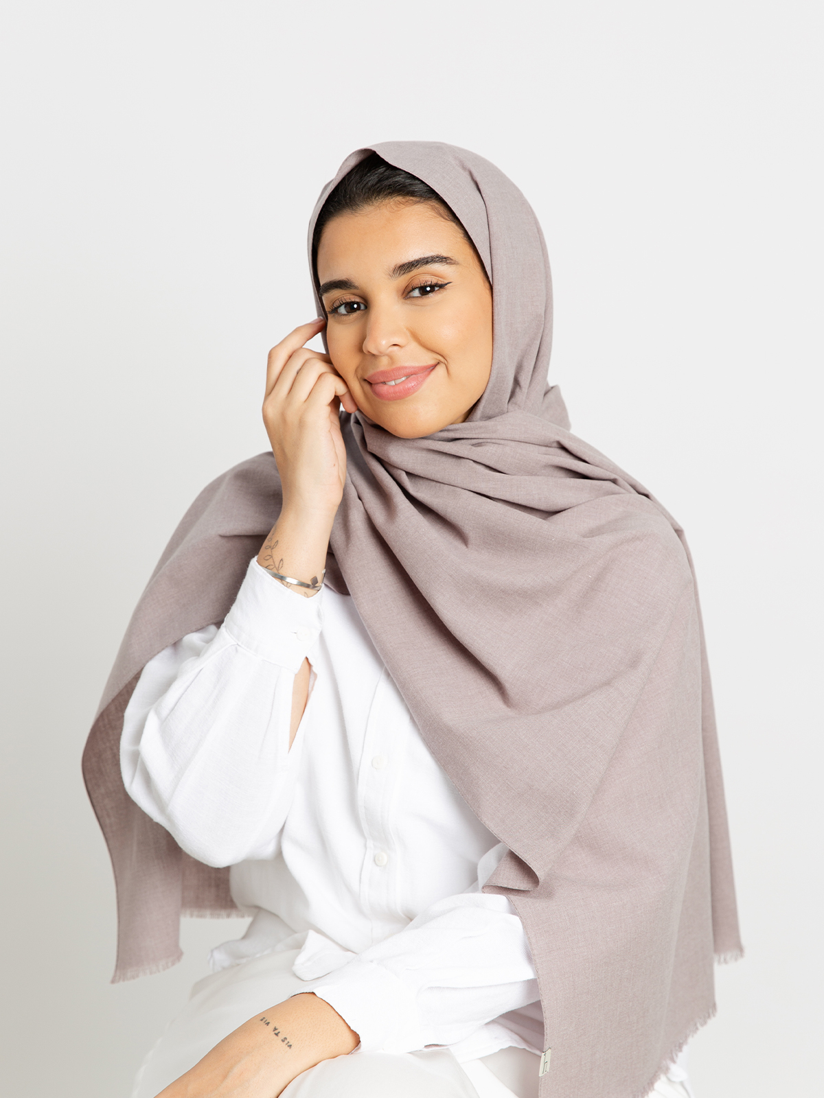 Kaafmeem Latest Abayas Clothing Tarha Burnt Gray Plain Cotton Tarha 