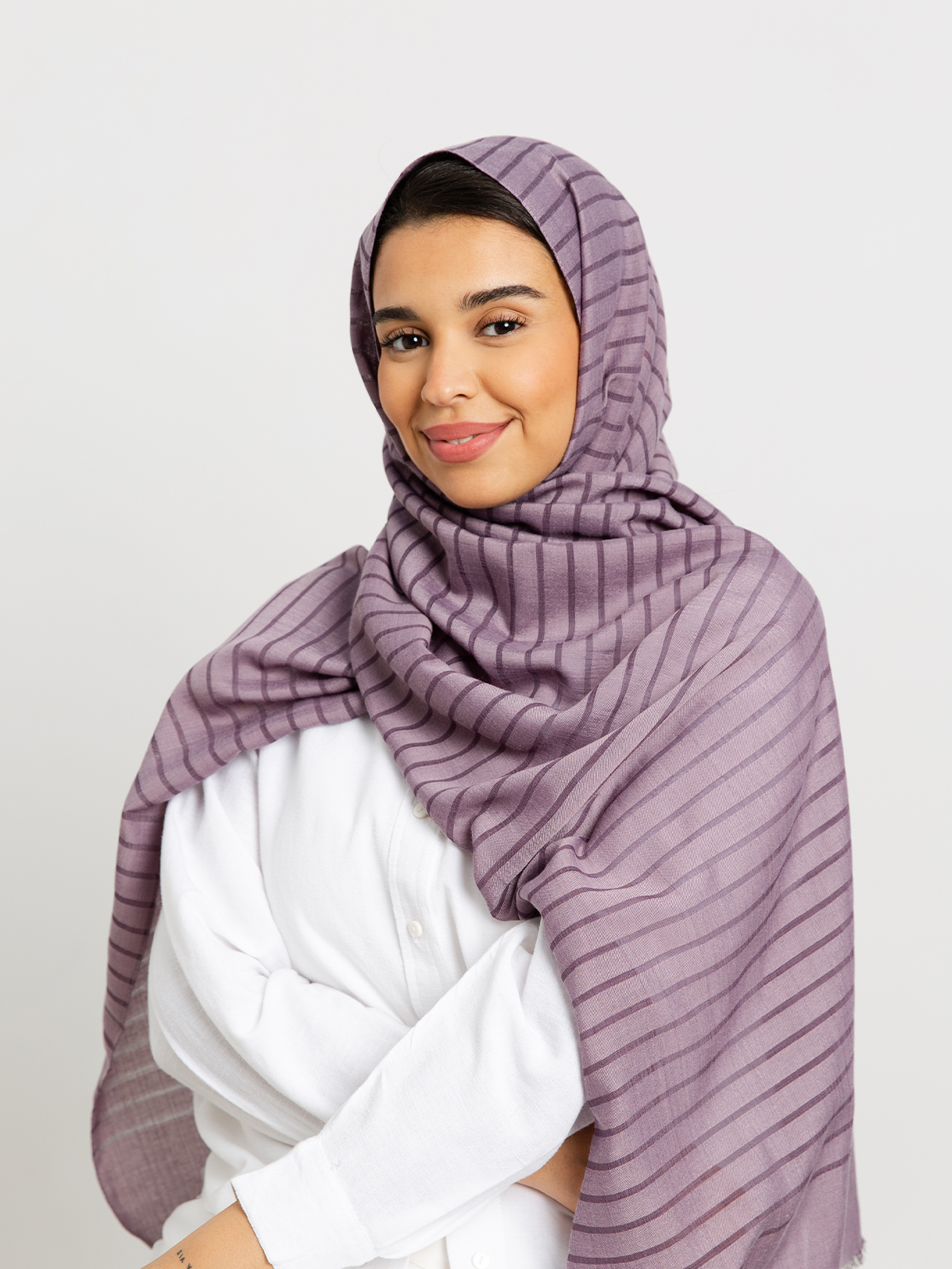 Grayish Purple - Cotton Striped Tarha