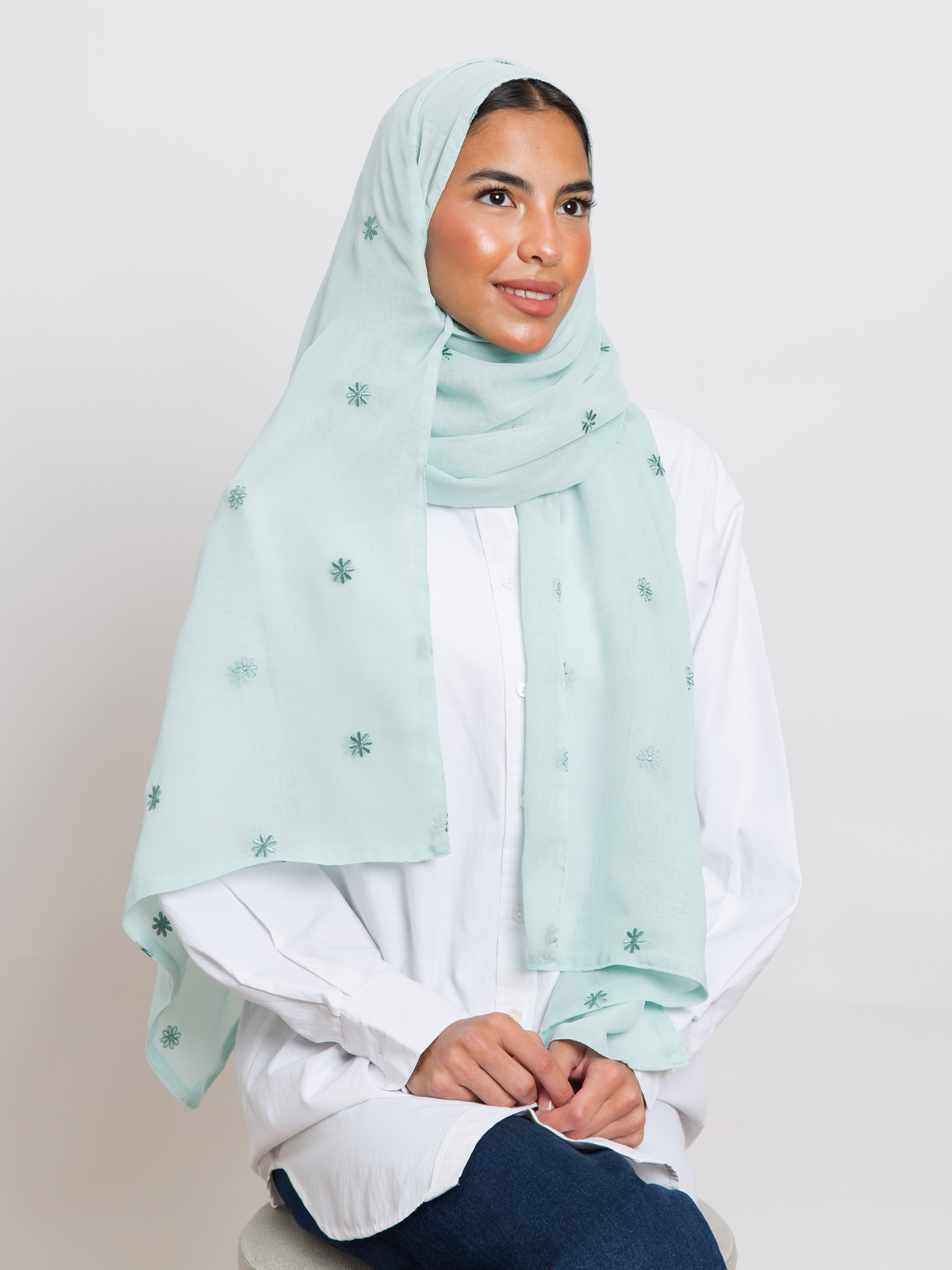 Two Layers Icy Mint Petite Petals Tarha