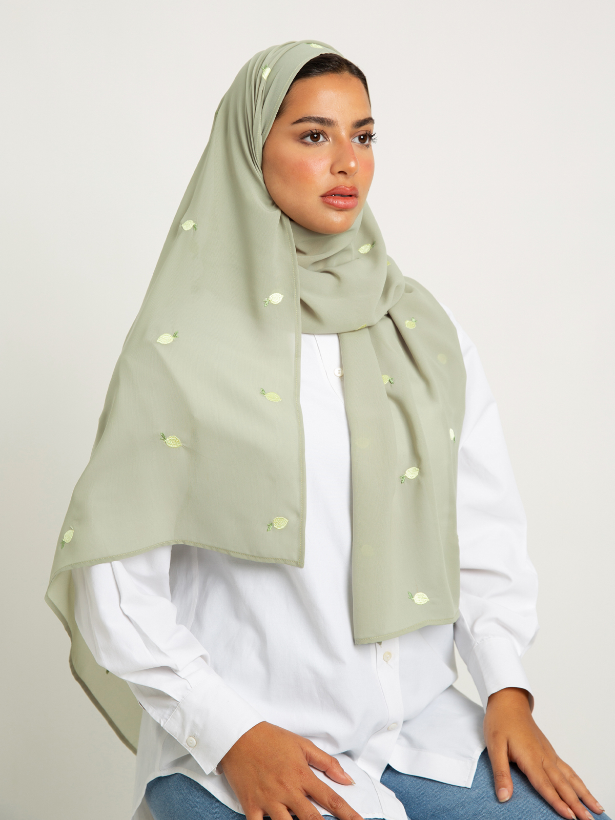 Dusty Green Lemons Laser Tarha