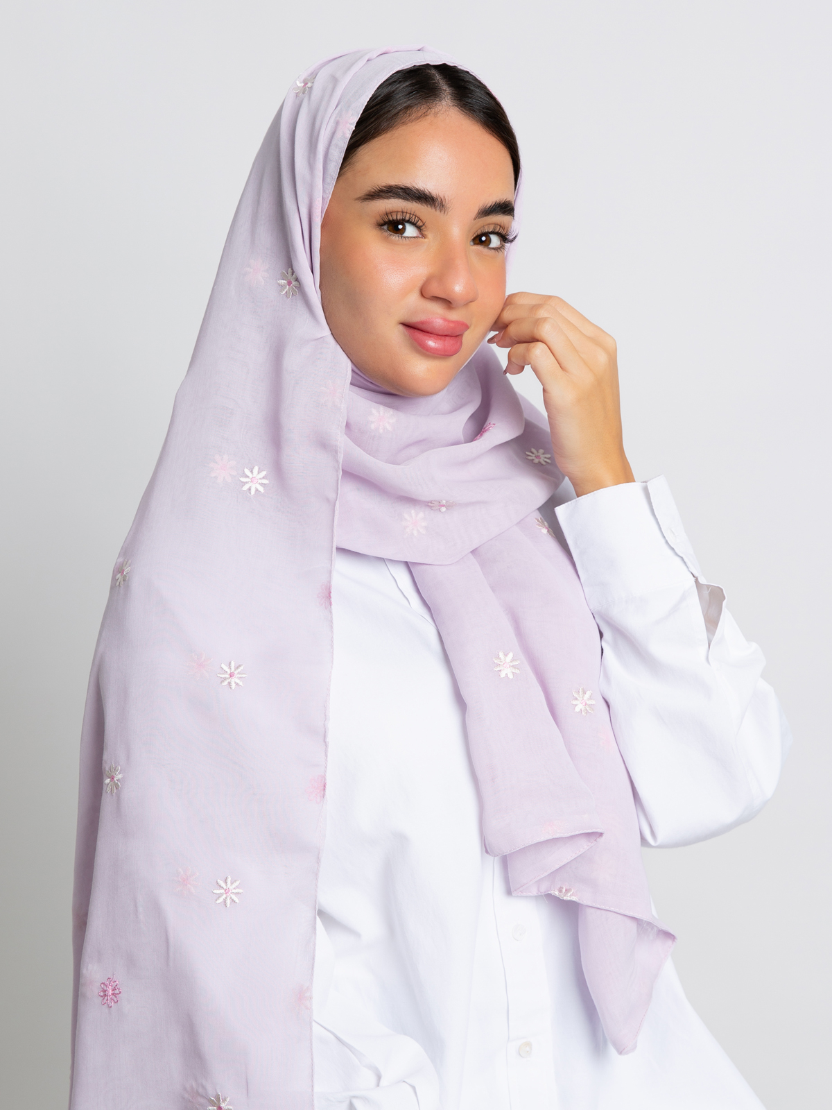 Two Layers Light Purple Petite Petals Tarha