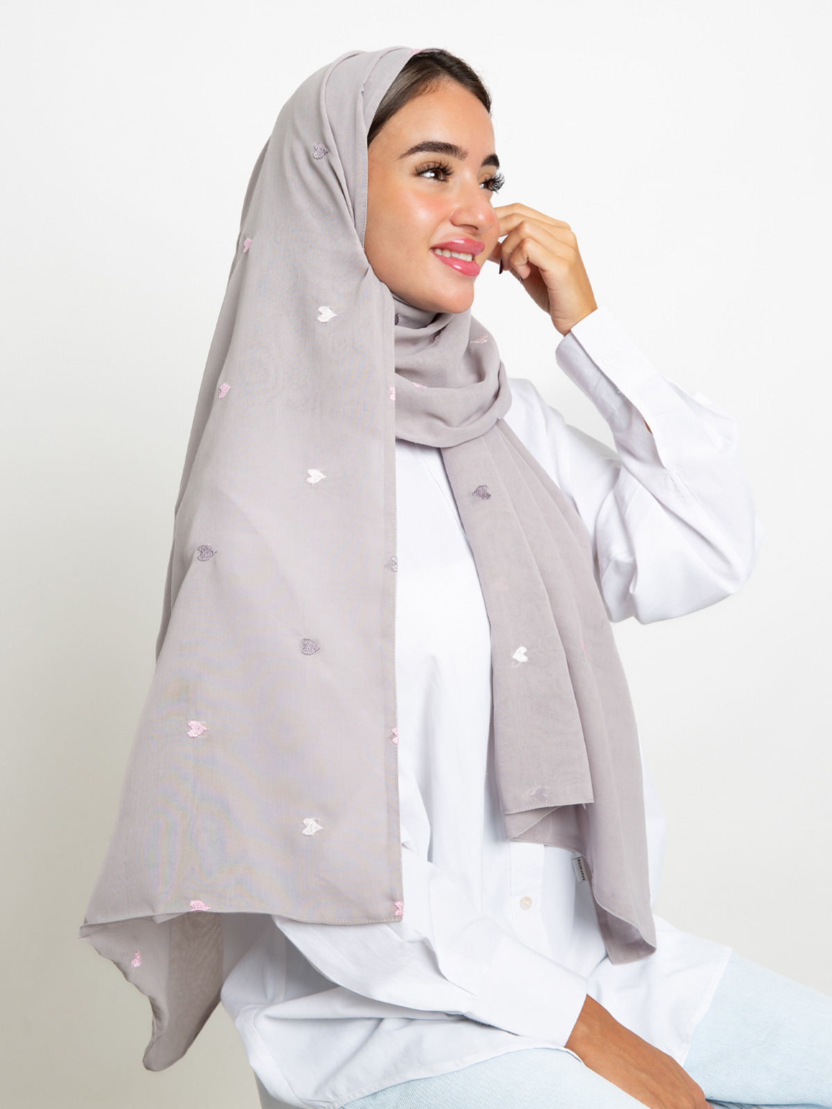 Two Layers Light Gray Hearts Tarha