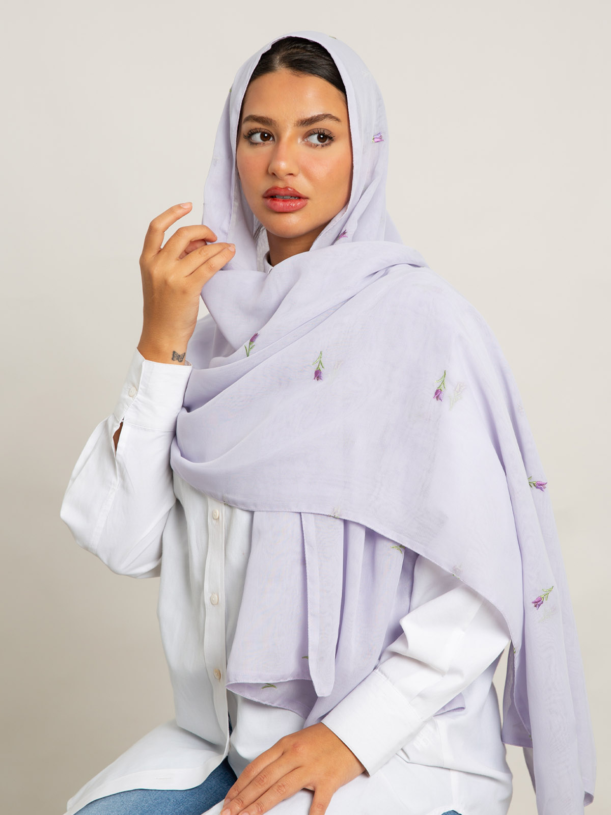 Lavender Tulips Voile Tarha