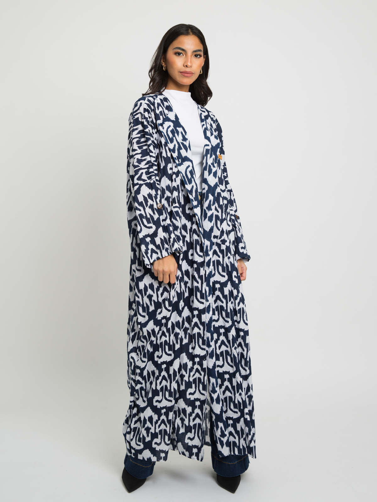 Mykonos - Hoodie-Less Abaya in Natural Cotton Fabric
