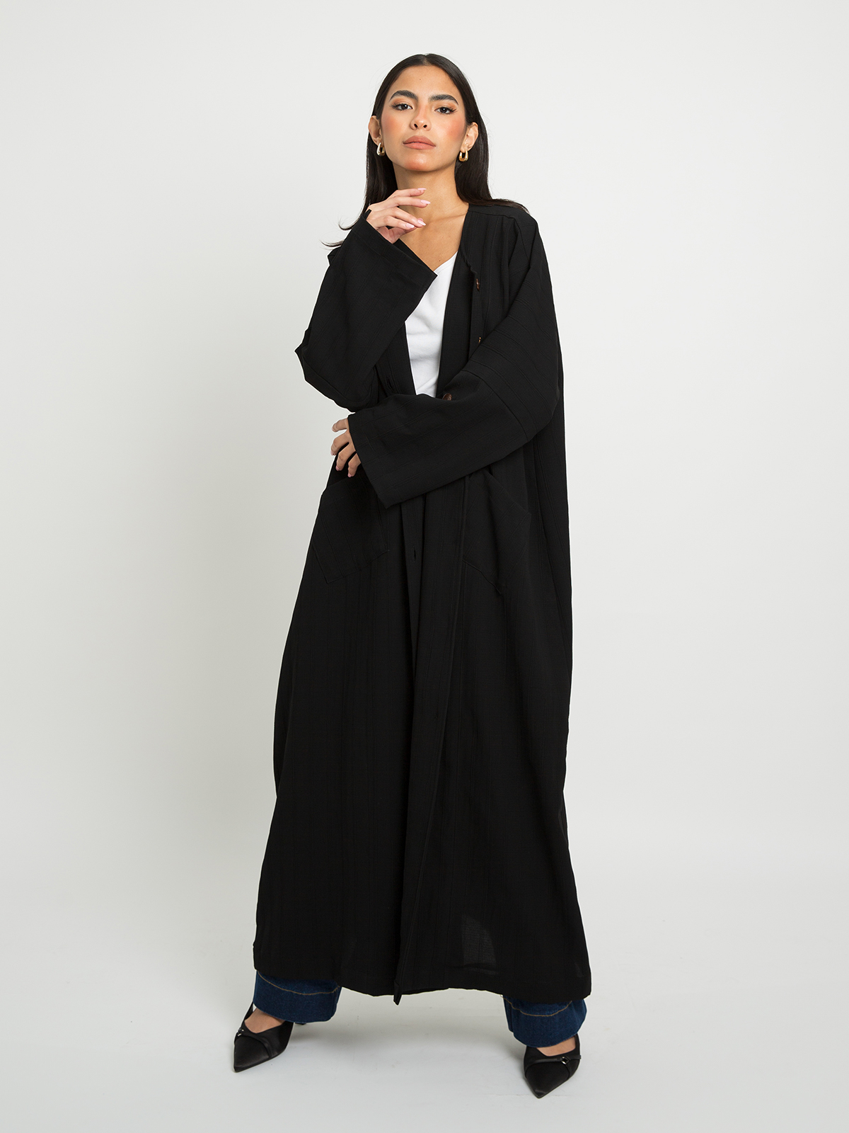 Striped Black - Hoodie-Less Abaya