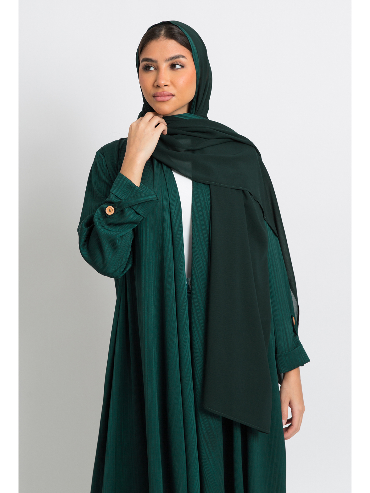 Striped Green Freestyle Abaya