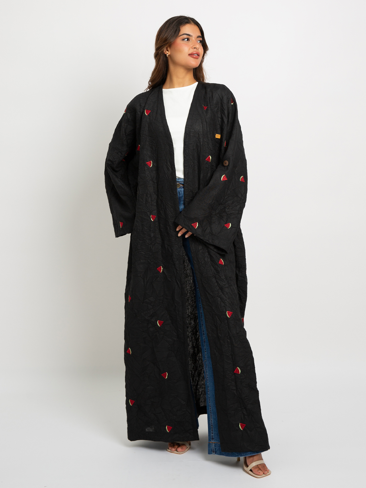 Black Watermelon Burst Bohemian Abaya