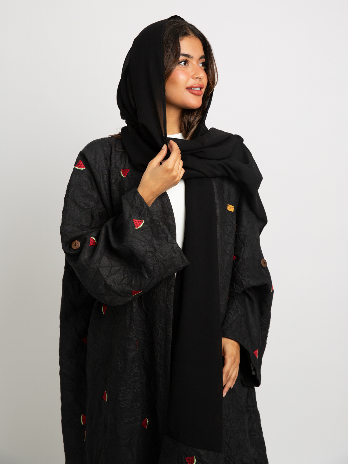 Black Watermelon Burst Bohemian Abaya