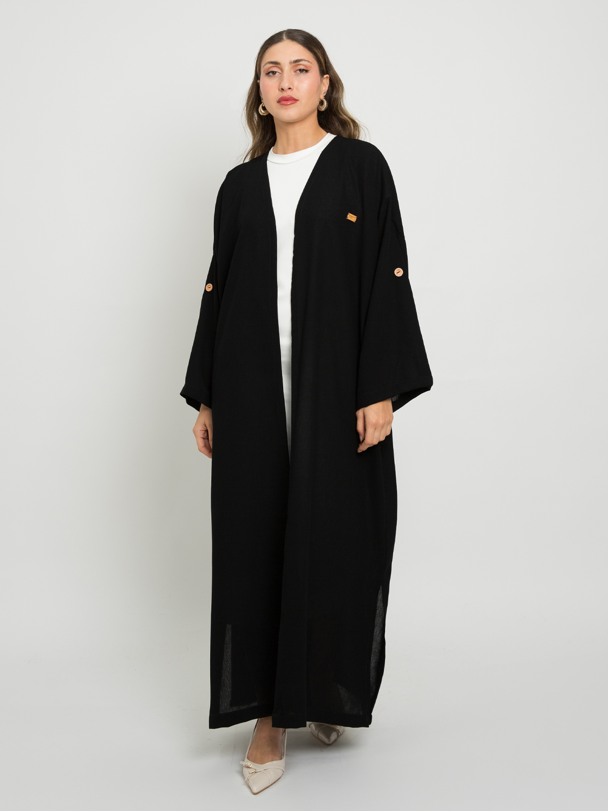Black - Bohemian Wide-Fit Long Open Abaya