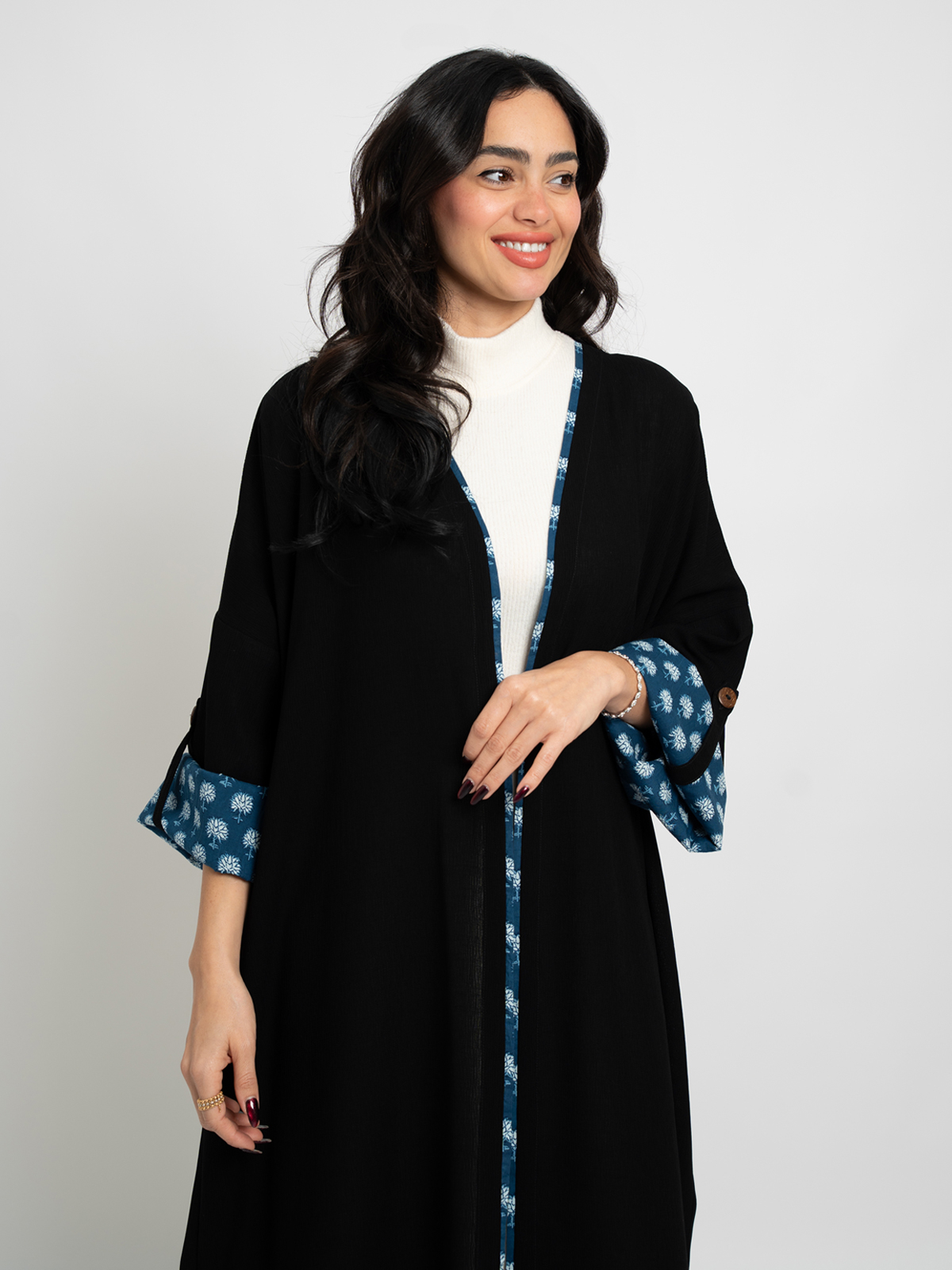 Black with Blue Hint Bohemian Abaya