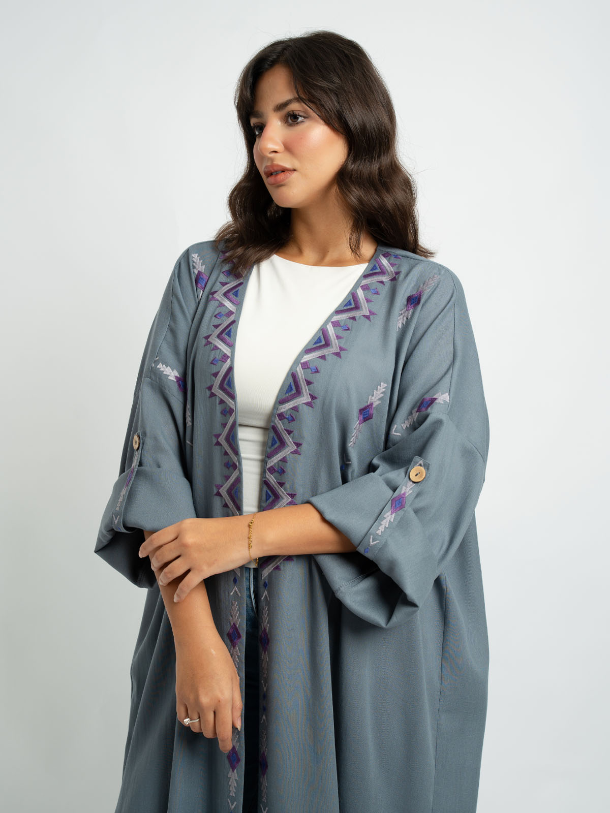 Misty Blue Boho Summer Bohemian Abaya 