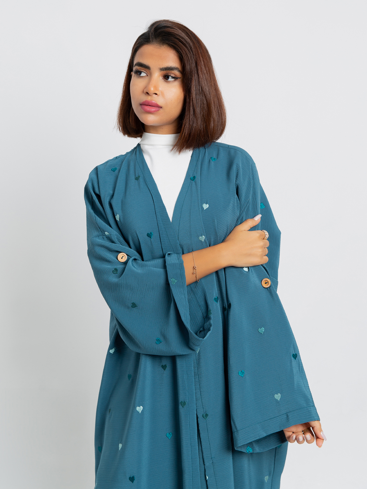 Teal Hearts Abaya