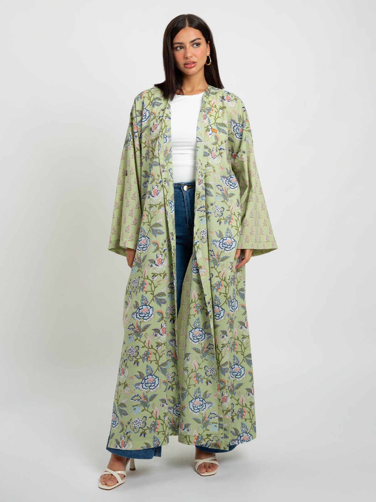 Green Pastel Garden Bohemian Abaya