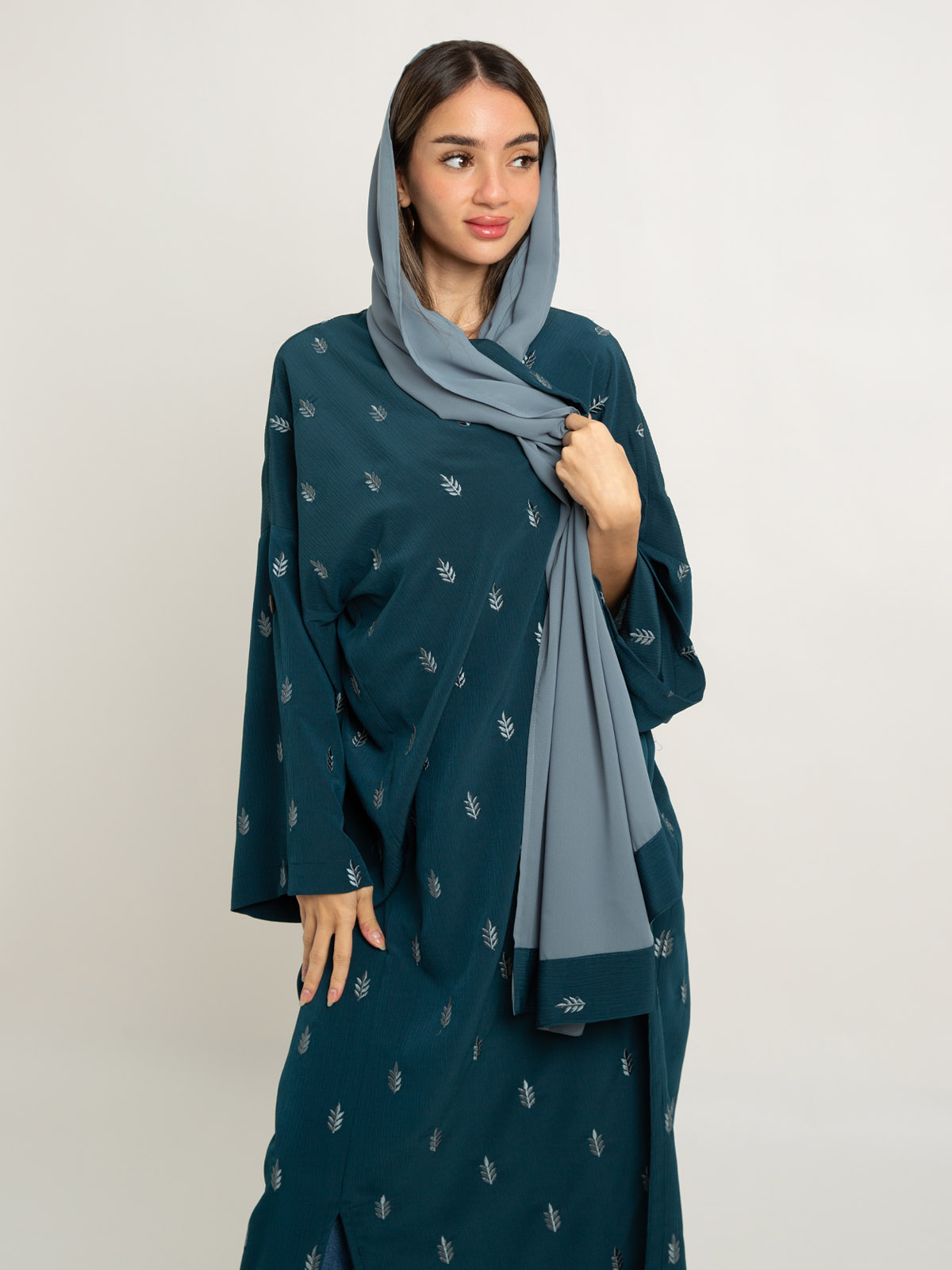 Teal Spikes Bohemian Abaya