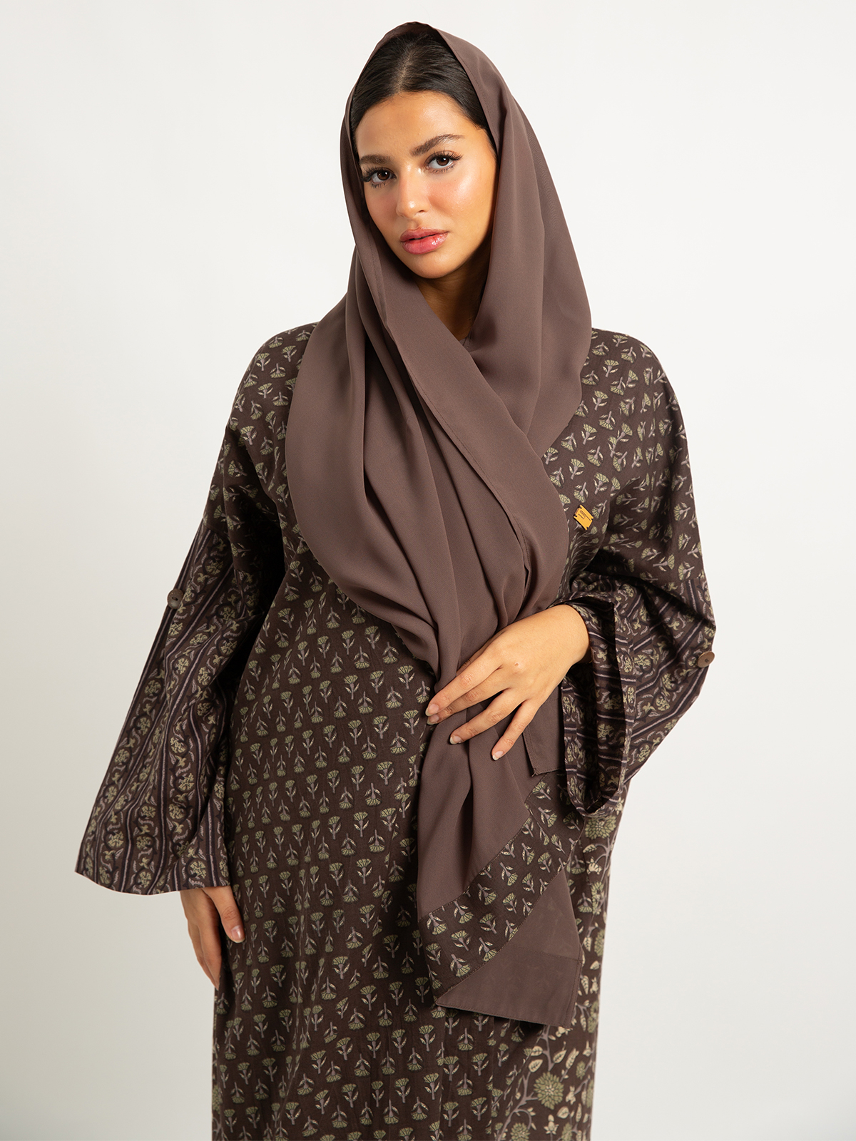 Taupe Flora Bohemian Abaya