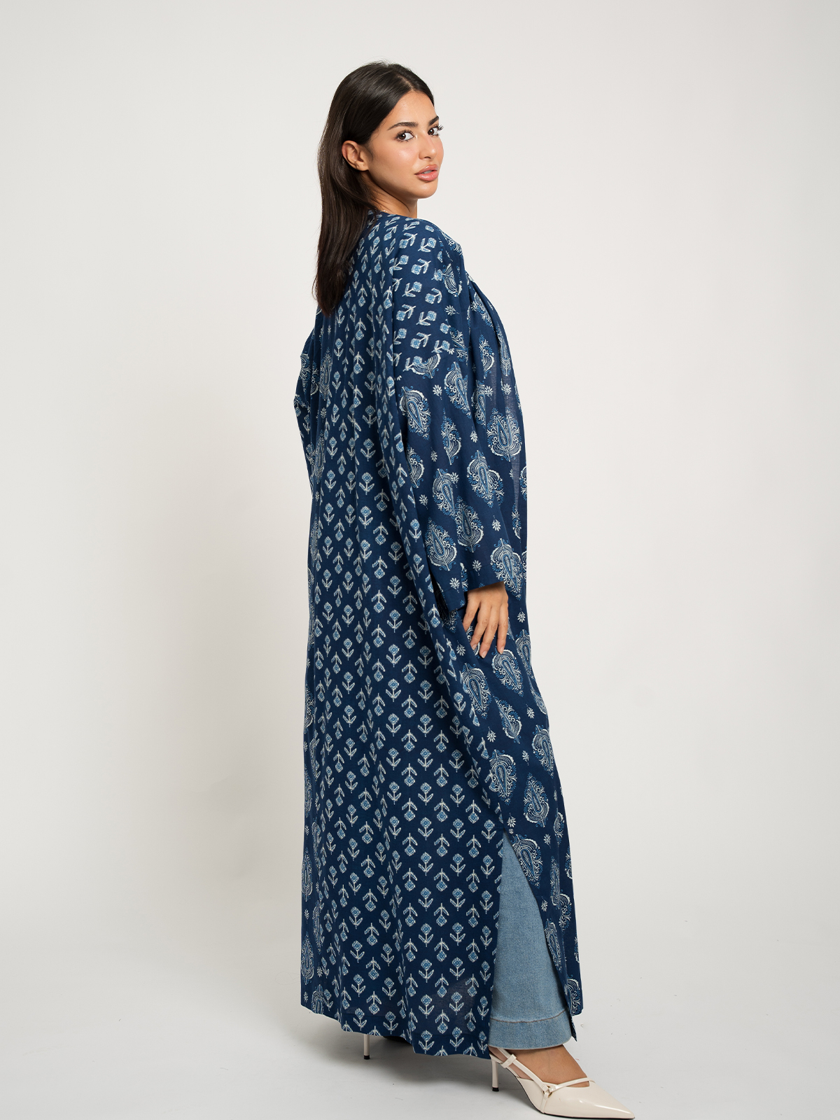 Navy Floral Echo Bohemian Abaya
