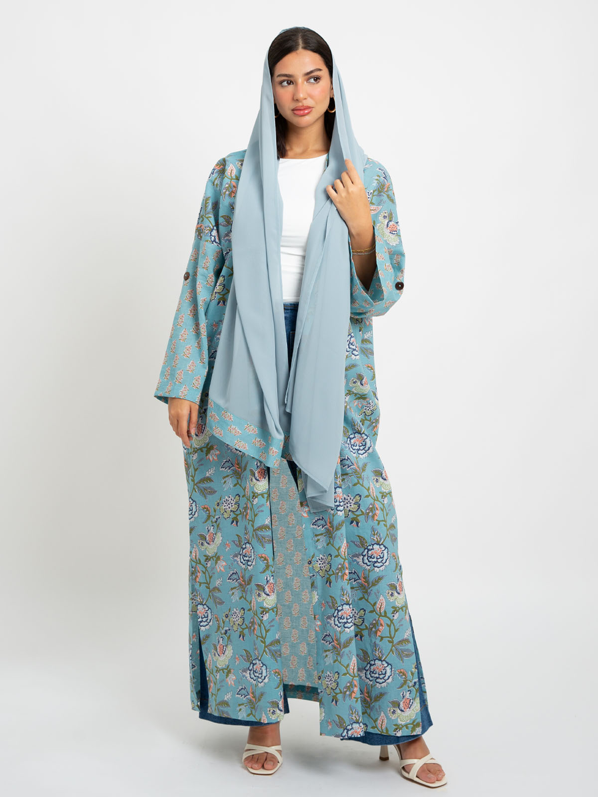 Blue Pastel Garden Bohemian Abaya