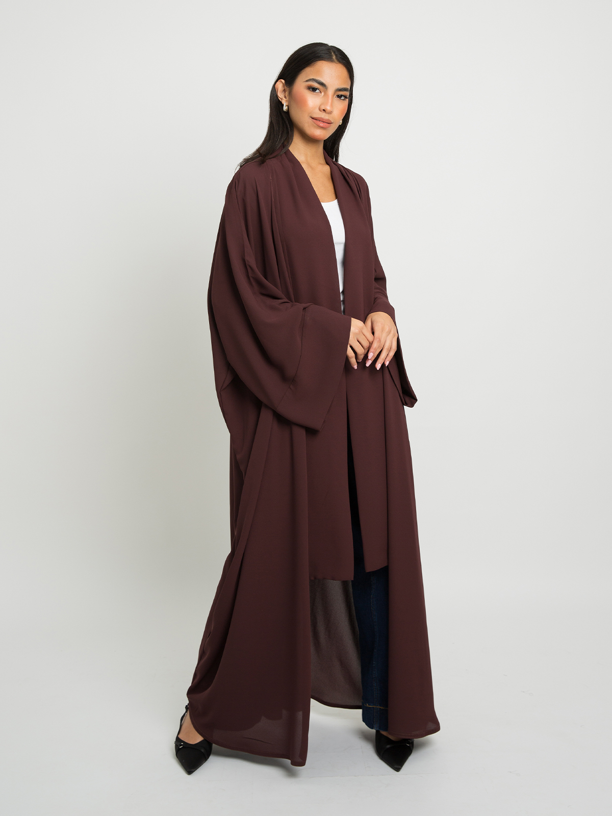 Brown on Brown - Flowstyle Wide-Fit Long Open Abaya