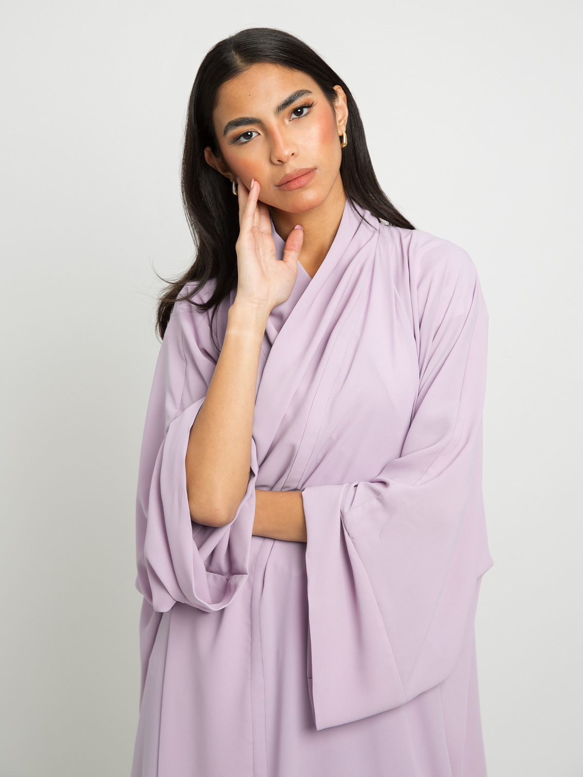 Light Purple Plus - Flowstyle Wide-Fit Long Open Abaya