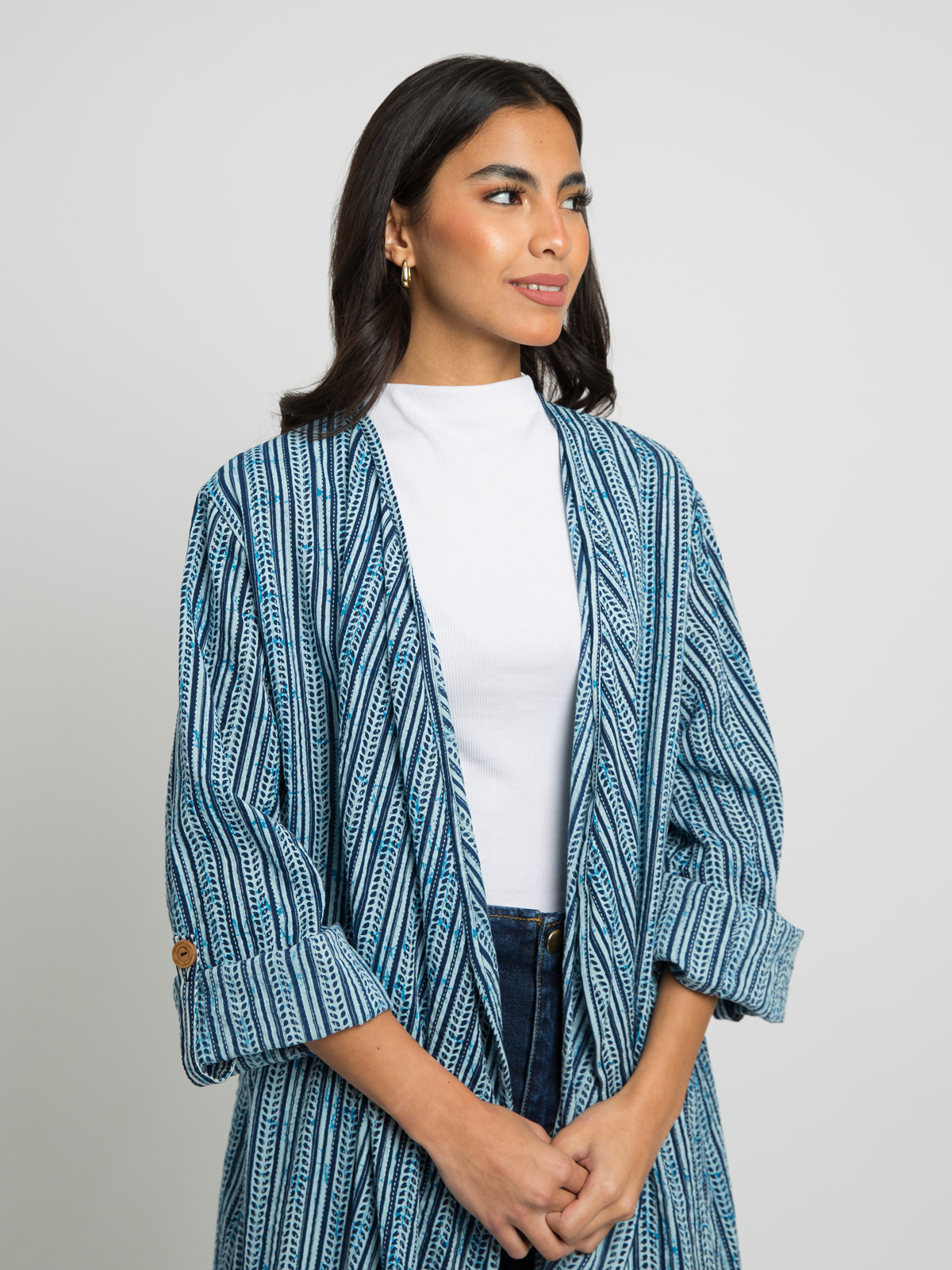 Marbella- Comfy Regular-fit Long Open Abaya in Natural Cotton Fabric