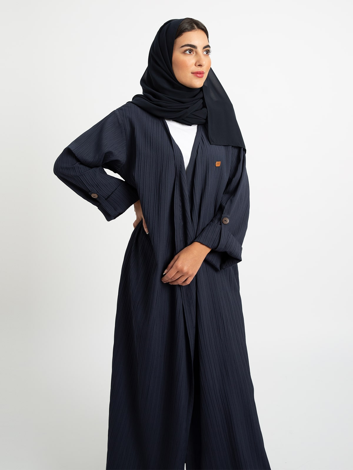 Kaafmeem women clothing regular fit navy comfy long abaya for everyday in wrinkle free fabric for work or outings