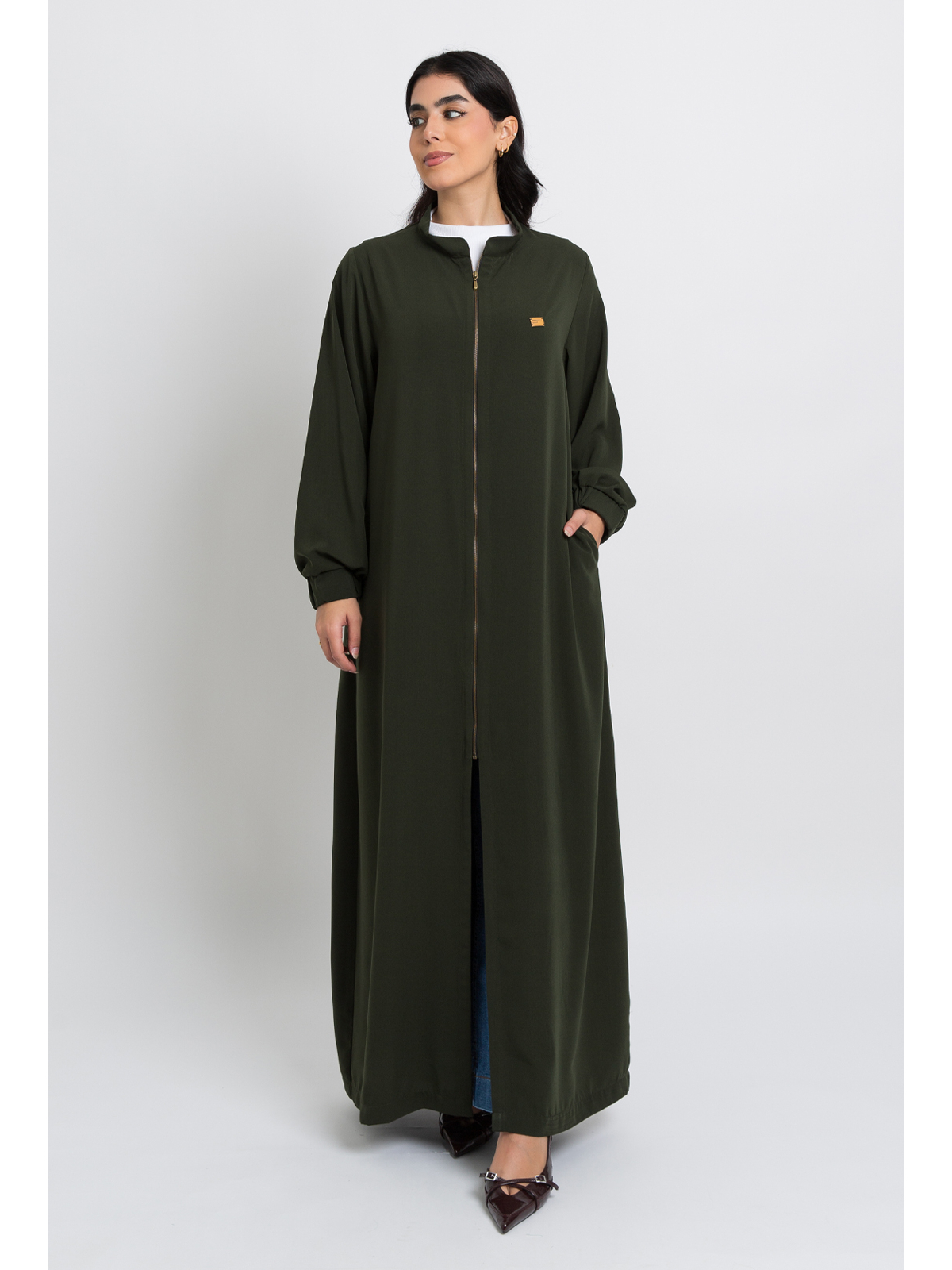 Olive Zipper Abaya